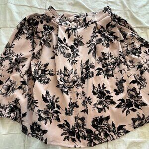 Faith & Joy skirt, pink and black floral design.